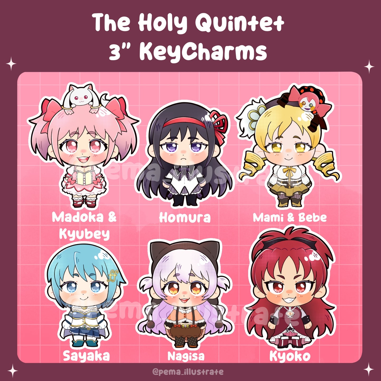 Madoka Magica Holy Quintet Chibi Charms