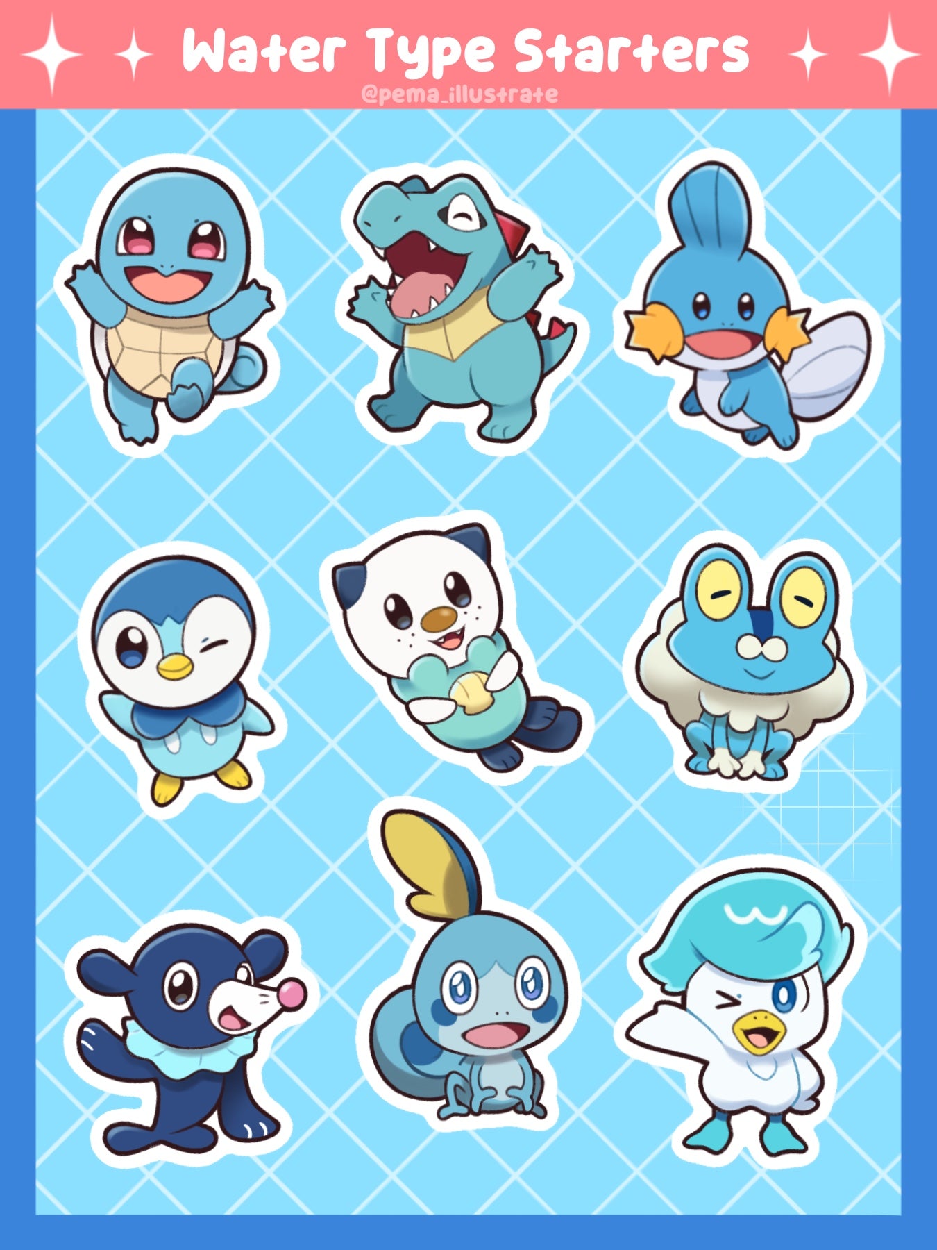 Starter Water Types Sticker Sheet