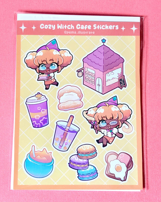 Cozy Witch Cafe , PumPum The Halloween Witch Kiss Cut Sticker Sheet (4x6")