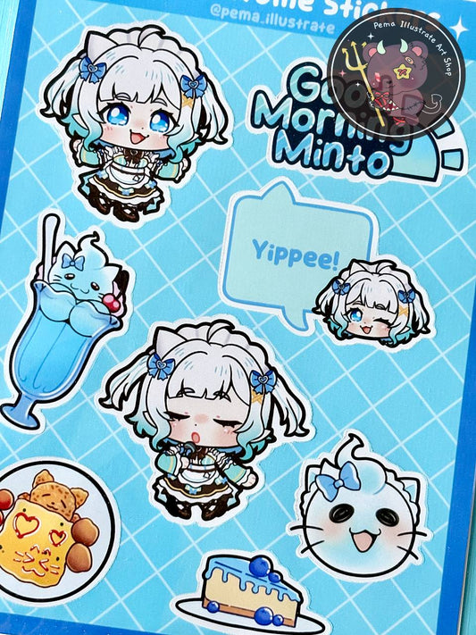 Vtuber Mint Fantome Sticker Sheet (4x6")
